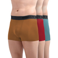 Freecultr Men's Underwear Anti Bacterial Micromodal Airsoft Trunk - Non Itch No Chaffing Sweat Proof - Size S Pack Of 3-Sassy Red,Martini Blue,Bourbon Yellow