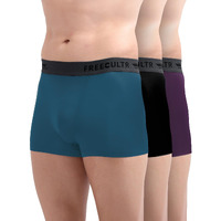Freecultr Men's Underwear Anti Bacterial Micromodal Airsoft Trunk - Non Itch No Chaffing Sweat Proof - Size 2Xl Pack Of 3-Midnight Blue,Trippy Violet,Pot Black