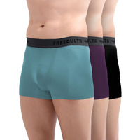 Freecultr Men's Underwear Anti Bacterial Micromodal Airsoft Trunk - Non Itch No Chaffing Sweat Proof - Size Xl Pack Of 3-Trippy Violet,Pot Black,Martini Blue