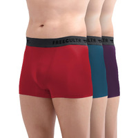 Freecultr Men's Underwear Anti Bacterial Micromodal Airsoft Trunk - Non Itch No Chaffing Sweat Proof - Size Xl Pack Of 3-Midnight Blue,Trippy Violet,Sassy Red