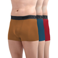 Freecultr Men's Underwear Anti Bacterial Micromodal Airsoft Trunk - Non Itch No Chaffing Sweat Proof - Size L Pack Of 3-Midnight Blue,Bourbon Yellow,Sassy Red