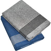 Tuni Mani Men's Cool Cotton Dhoti Plain Solid/Length: 2.0M (Pack Of 2) (#20 Royal Blue & Grey)