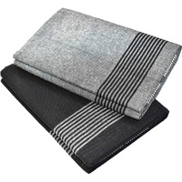 Tuni Mani Men's Cool Cotton Dhoti Plain Solid/Length: 2.0M (Pack Of 2) (#23 Black & Grey)