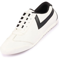 Fausto Fst Ki-8802 White-42 Men's White Lace-Up Classic Striped Sneakers Casual Shoes (8 Uk)