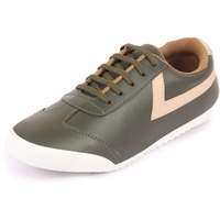 Fausto Fst Ki-8802 Olive-43 Men's Olive Green Lace-Up Classic Striped Sneakers Casual Shoes (9 Uk)