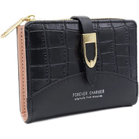 Valerie Small Women's Crocodile Print Wallet Pu Leather Multi Fold Wallets Credit Card Holder Coin Purse Zipper Small Clutch Secure Card Case/Gift Wallet For Women And Girls (Black)