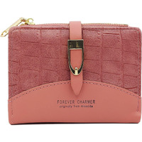 Valerie Small Women's Crocodile Print Wallet Pu Leather Multi Fold Wallets Credit Card Holder Coin Purse Zipper Small Clutch Secure Card Case/Gift Wallet For Women And Girls (Pink)