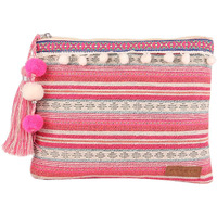 Astrid Pink Cotton Makeup/Travel Pouch With Tassels, 20 Cm,Small