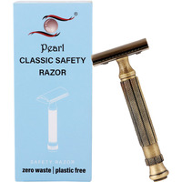 Pearl Shaving Double Edge Safety Razor L-55 (Chrome) | Classic & Traditional Safety Razor For Men | Long Lasting Brass Metal | Holi Gift Option