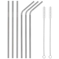 The Green Chapter Straws Stainless Steel Metal | Reusable Straw For Drinking | Dishwasher Safe | Non Toxic Gifts (3 Bent + 3 Straight + 2 Brushes)