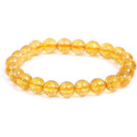 Rocksmins Citrine Bracelet Natural Original Crystal Real Stone Reiki Crystal Healing Love Positive Energy Attraction Stylish For Men Women Boy Girl Unisex 8Mm Beads Stretchable