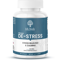 Life Aveda De Stress Ayurvedic Medicine For Stress & Anxiety| Herbal Medicine For Depression| Brain Tonic For Memory |Anti-Stress| Mental Health Supplement-60 Capsules