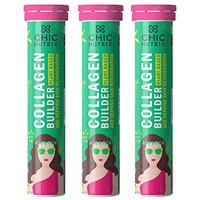 Chicnutrix Plant Based Collagen Builder|Vitamin C&E With Biotin|Bamboo&Acerola Extract|Skin Cell Renewal&Protection For Healthy&Young-Looking Skin|60 Blueberry Flavoured Effervescent Tablets