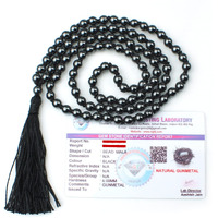 Remedywala Certified Natural Crystal Hematite Mala Natural Crystal Stone 6 Mm 108 Beads Jap Mala For Meditation, Pooja, Chanting, Wearing/Hematite Mala 108 Beads Original