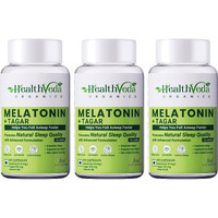 Health Veda Organics Melatonin (10 Mg) + Tagar (125 Mg) | 180 Veg Capsules | For Better Sleep & Relaxation | Healthy Sleep Cycle | For Both Men & Women (Pack Of 3)