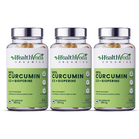 Health Veda Organics Curcumin C3 + Bioperine Supplements, 1310 Mg | 180 Veg Capsules | Supports Joint & Muscle Health | Boost Immunity | For Men & Women (Pack Of 3)