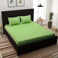 Story@Home Bedsheet For King Size Bed | Cotton Bedsheet | Stripes King Size Bed Sheet Cotton With 2 King Size Pillow Covers(270 X 270Cm, Green) King Bedsheet | Perfect For Home Decor | 300Tc