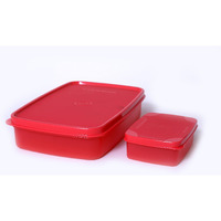 Signora Ware Easy Jumbo Compartment Lunch Box Set Of 2,Bpa Free Plastic,Microwave Safe Food Grade Tiffin Boxes Office School,Leak Proof Air Tight (850Ml+150Ml,Rectangular,Red,2 Section Storage)