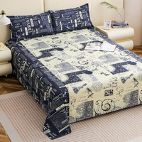 Story@Home Bedsheet For Double Bed King Size With 2 Pillow Covers | 210Tc, 100% Pure Cotton Bed Sheets For Double Bed | 225 X 270Cm | Blue & Cream | Newspaper Print | Home Decor | Perfect For Gifting