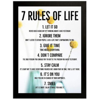 Interio Crafts 7 Rule Motivational Framed Poster Quote Wall Poster For Living Room Bedroom Office Wall Decoration (White,13X10 Inches)