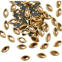 Embroiderymaterial Flat Glue On Kundan Stones Beads For Craft, Jewellery Making, Bangles Work, Maggam Work Material, Stones For Embroidery Work, Aari Work (Marquise Shape, 6Mm, 100 Pieces)