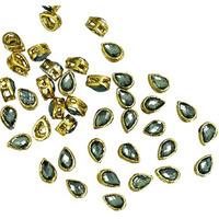 Embroiderymaterial Flat Back Raised Sew On Kundan Stones Beads For Craft Work, Embroidery Work, Jewellery Work, Aari Work, Maggam Work Etc (100Pieces, 5X8Mm, Tear Drop Shape, Olive Green Color)