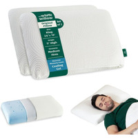 The White Willow Pillow Set Of 2 Orthopedic Memory Foam Cooling Gel King Size Neck & Back Support Bed Pillow For Sleeping With White Removable Zipper Cover (24" L X 15" W X 5" H) -White