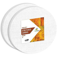 Homestrap 8 Oz Primed Cotton Pre Stretched 8 Inch Round Canvas With Wooden Frame  Pack Of 2