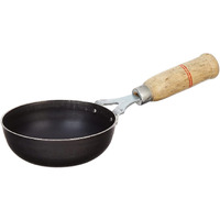 Akky Iron Tadka Pan/Fry Pan With Wooden Handle For Kitchen | Original Loha/Lokhand (5 Inch, 12.7 Cm)