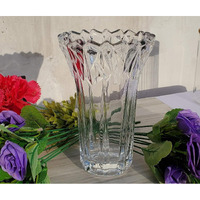 Pure Source India Glass Dimond Cut Flower Vase (Crystal Clear 9 Inch)