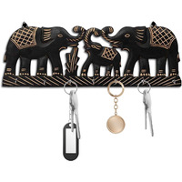 Karigar Creations Elephant Design Wooden Key Holder Decorative Wall Decor Key Holder For Home Mdf Wood Key Chain Holder With 8 Hooks (Pack Of 1)