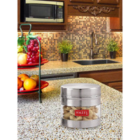 Hazel Stainless Steel Transparent See Through Container, Silver, 1 Pc, 350 Ml