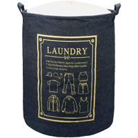 Styleys Folding Laundry Bag For Clothes 63 - Litre With Drawstring Closure (S11051 - Navy Blue)