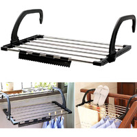 Home Cube 1 Pc Foldable Drying Rack, Indoor/Outdoor Easy Install Folding Clothes Towels Drying Rack Shoe Rack Hanging On The Door Bathroom Windowsill Guardrail Corridor Balcony, Transparent