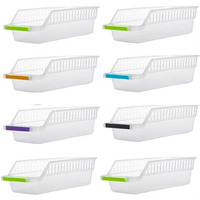 Inditradition Space Saver Fridge Organizer Bins | Stackable Refrigerator Food Storage Organizer, Food Grade Plastic (Pack Of 8)