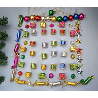 Collectible India 72 Pcs Mini Christmas Decoration Ornaments Set For Tree Decorations - Christmas Decorations Items (Balls, Bells, Gifts, Drums, Stars, Toffee)