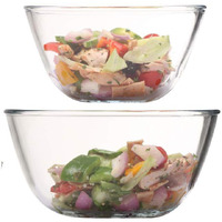 Femora Borosilicate Glass Microwave Safe All-Purpose Mixing Bowls,2100 Ml, 2650 Ml, Set Of 2