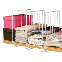 Inditradition Wardrobe Shelf Divider, Shelf Organizer Partition, Closet Shelf Separator | For 10-20 Mm Thick Shelf (12.2 X 9.5 Inches, Metal, White) - Pack Of 3