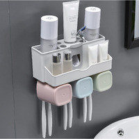 Tyzag Plastic Tooth Brush Holders For Bathroom, Toothbrush Holders, Toothbrush Holders For Bathroom Wall Mounted, Bathroom Racks And Shelves (3 Cups), White