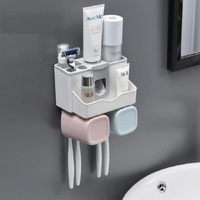 Tyzag Plastic Tooth Brush Holders For Bathroom, Toothbrush Holders, Toothbrush Holders For Bathroom Wall Mounted, Toothpaste Holder Wall Mounted (2 Cups) - White
