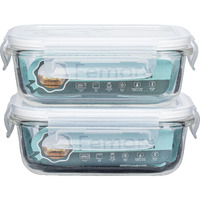 Femora Borosilicate Glass Containers For Kitchen | 1 Year Warranty | Container Boxes For Storage, Storage Box For Kitchen With Air Vent Lid, Microwave Safe, Rectangular (Set Of 2-400Ml Each)