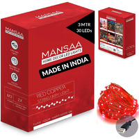 Mansaa Lights For Home Decoration | 18 Months Warranty | 3 Meter, 30 Leds | Fairy Lights, Diwali Light, Led Lights, String Lights For Home Decoration, Usb Operated - M51 (Red, Pack Of 1)