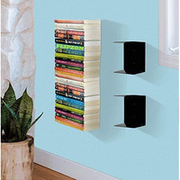 Go Hooked Heavy Duty Metal Wall Mounted Book Shelves For Study Room, Living Room And Bedrooms (2 Pcs) (Black)