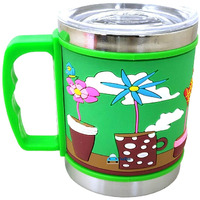 Funblast Milk Drinking Mug For Kids - Stainless Steel Mug Embossed Insulated Hot And Cold Coffee/Milk/Tea Mug For Kids And Adults, Milk Cup With Lid For Kids, Boys Girls - Multicolor, 270 Ml