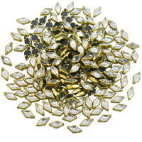 Embroiderymaterial Raw Material Flat Glue On Kundan Stones Beads For Craft, Jewellery Making, Bangles Work, Maggam Work Material, Stones For Embroidery Work, Aari Work (Diamond Shape-5X8Mm, 500 Pieces)