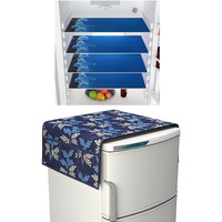 Yellow Weaves Combo Of Exclusive Decorative Fridge Top Cover + 4 Fridge Mats (5 Piece Set)