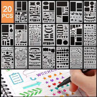 Hasthip 20 Pcs Journal Stencil Plastic Planner Set For Journal, Notebook, Diary, Scrapbook, Diy Drawing Template, Journal Stencils 4X7 Inch