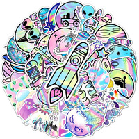 Ash & Roh 50Pcs Cute Animal Stickers,Vinyl Waterproof Stickers For Laptop,Bumper,Skateboard,Water Bottles,Computer,Phone, Cute Animal Stickers For Kids Teens (Radium Alien)