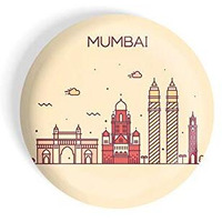 Dhcrafts Fridge Magnet Brown Color Mumbai Glossy Finish Design Pack Of 1