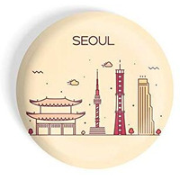 Dhcrafts Fridge Magnet Brown Color Seoul Glossy Finish Design Pack Of 1